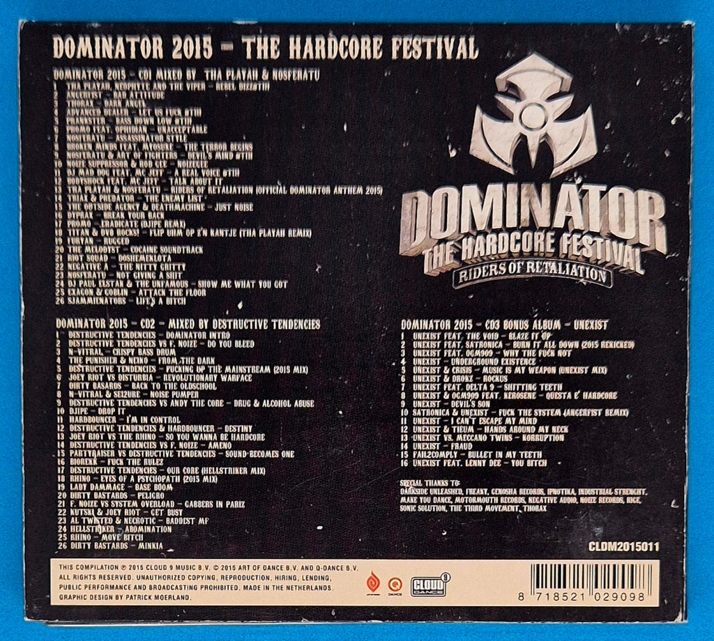 Tha Playah, Nosferatu & Destructive Tendencies – Dominator 2015 - The Hardcore Festival - Riders Of Retaliation CD