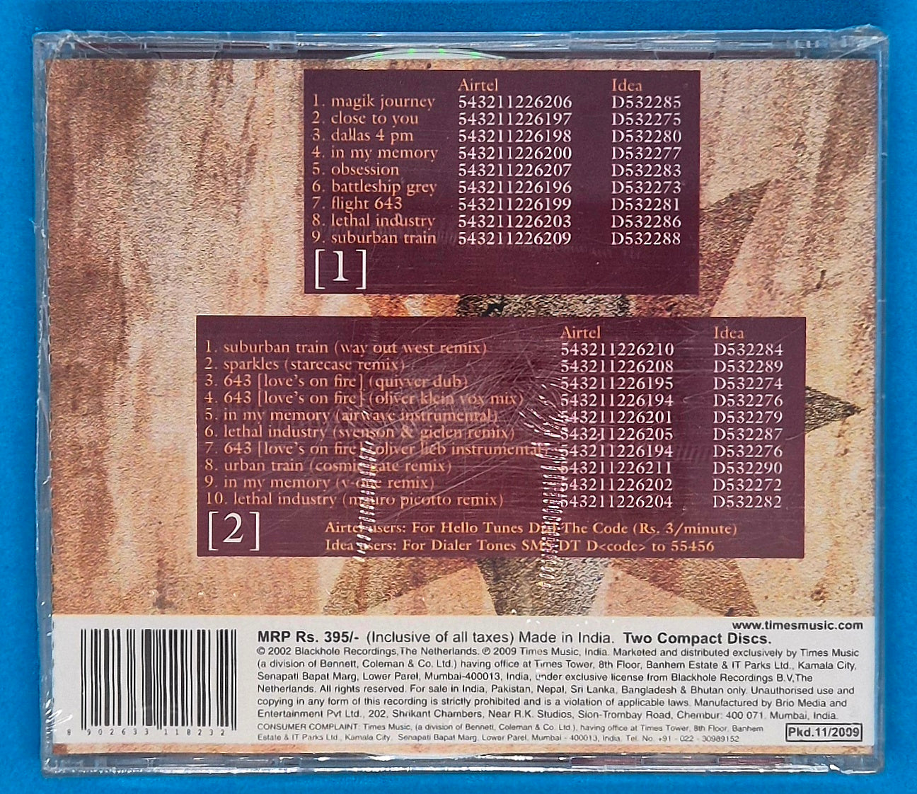 DJ Tiësto – In My Memory (India Version) CD