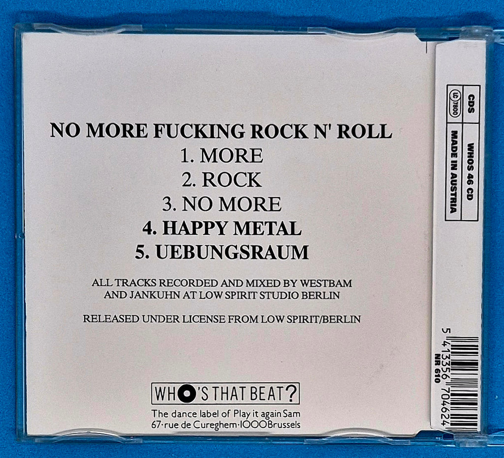 WestBam - No More Fucking Rock N' Roll CD Maxi-Single
