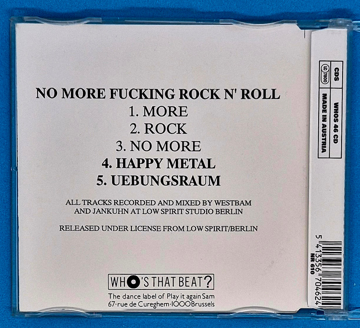 WestBam - No More Fucking Rock N' Roll CD Maxi-Single