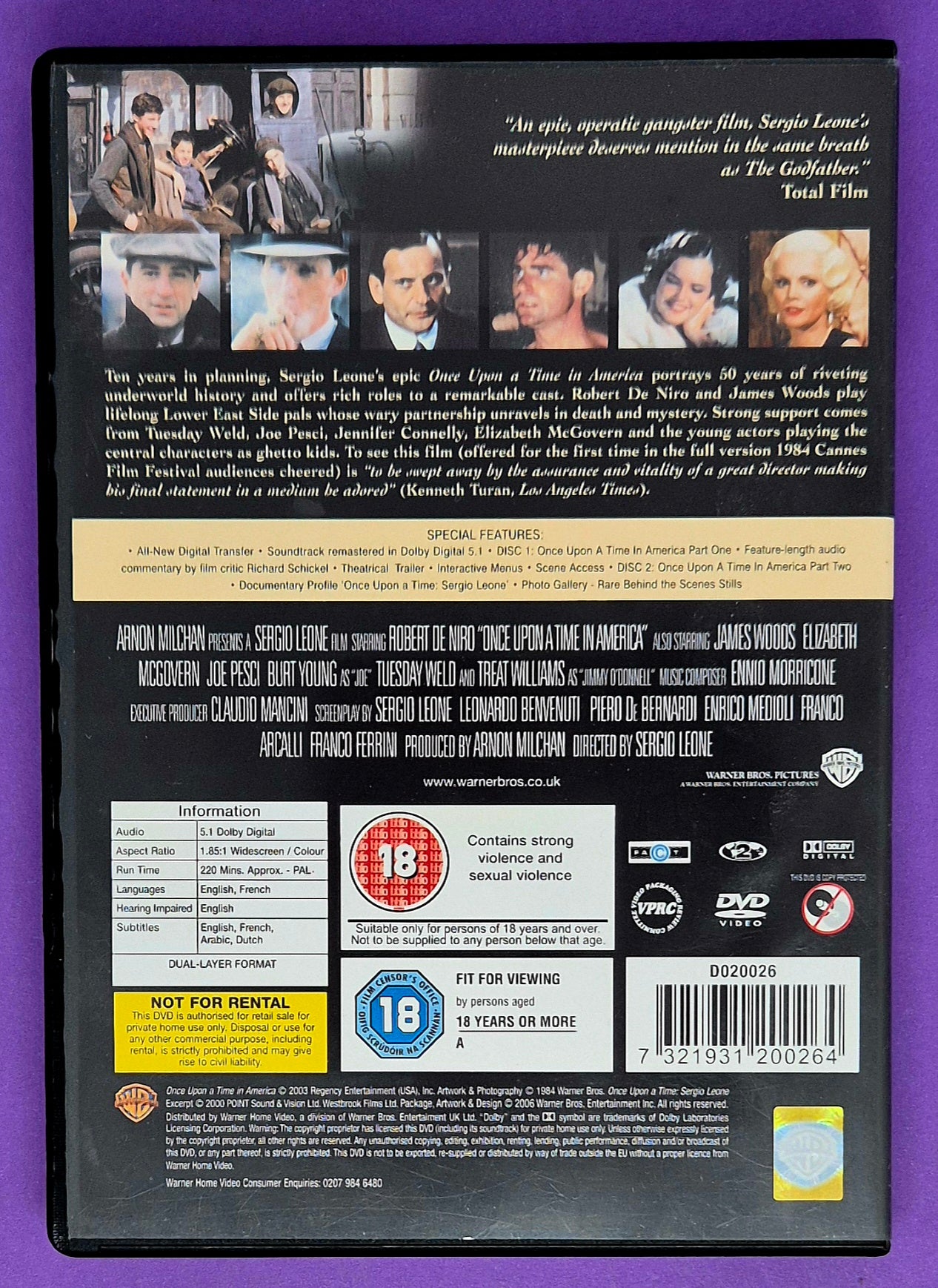 Once Upon A Time In America - Special Edition 2 Disc Set DVD