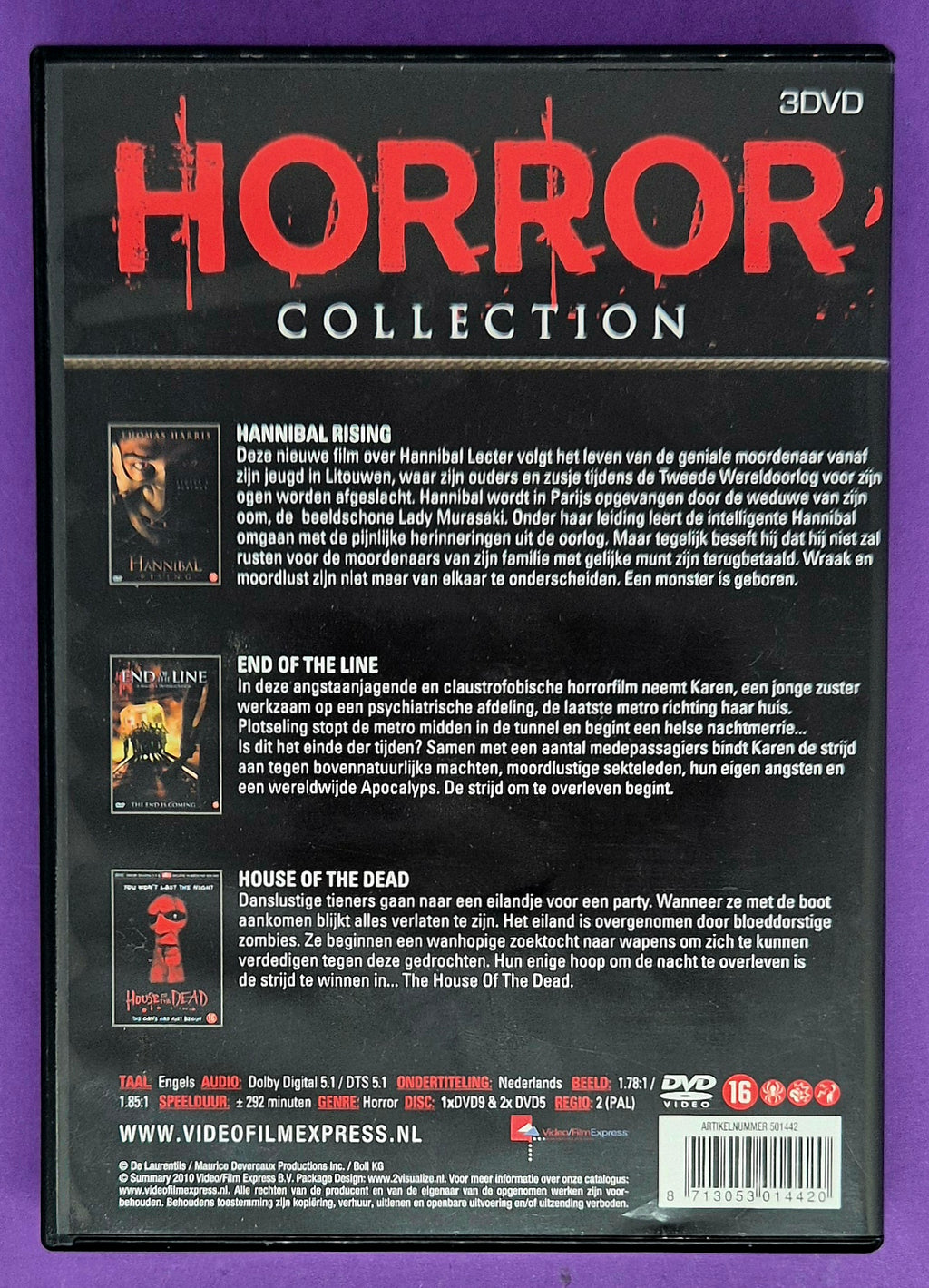 Horror Collection - Hannibal Rising / End Of The Line / House Of The Dead - 3 DVD Boxset