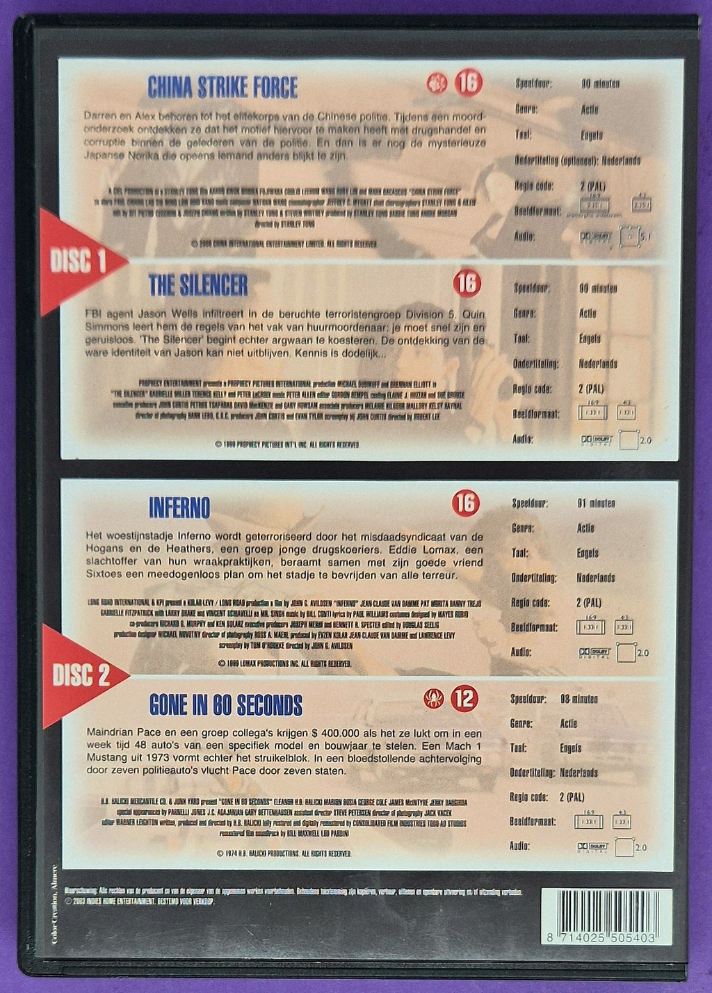 Action Box Vol. 1 - 4 Films Op 2 DVD's